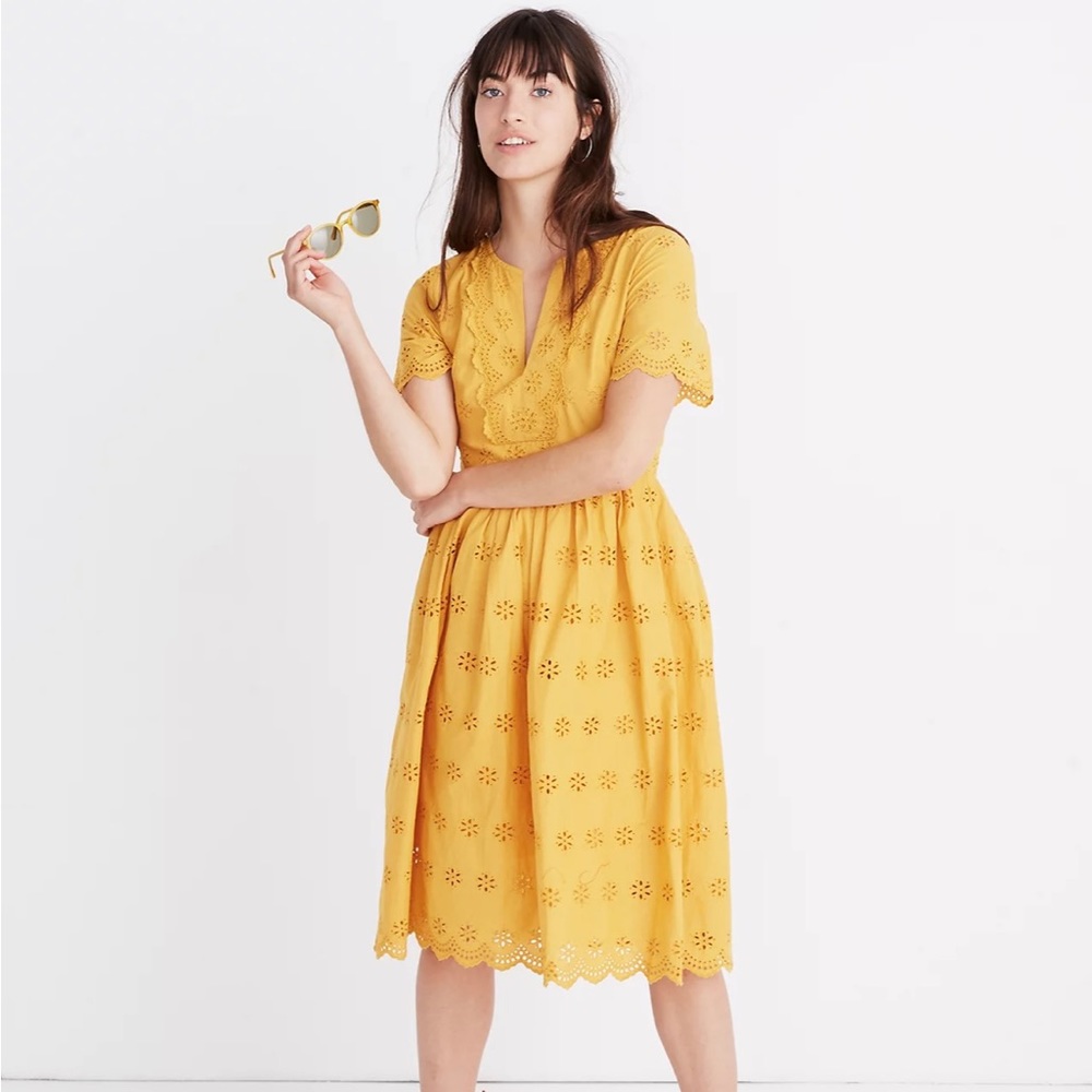 MADEWELL Scalloped Eyelet Midi Dress Size 2